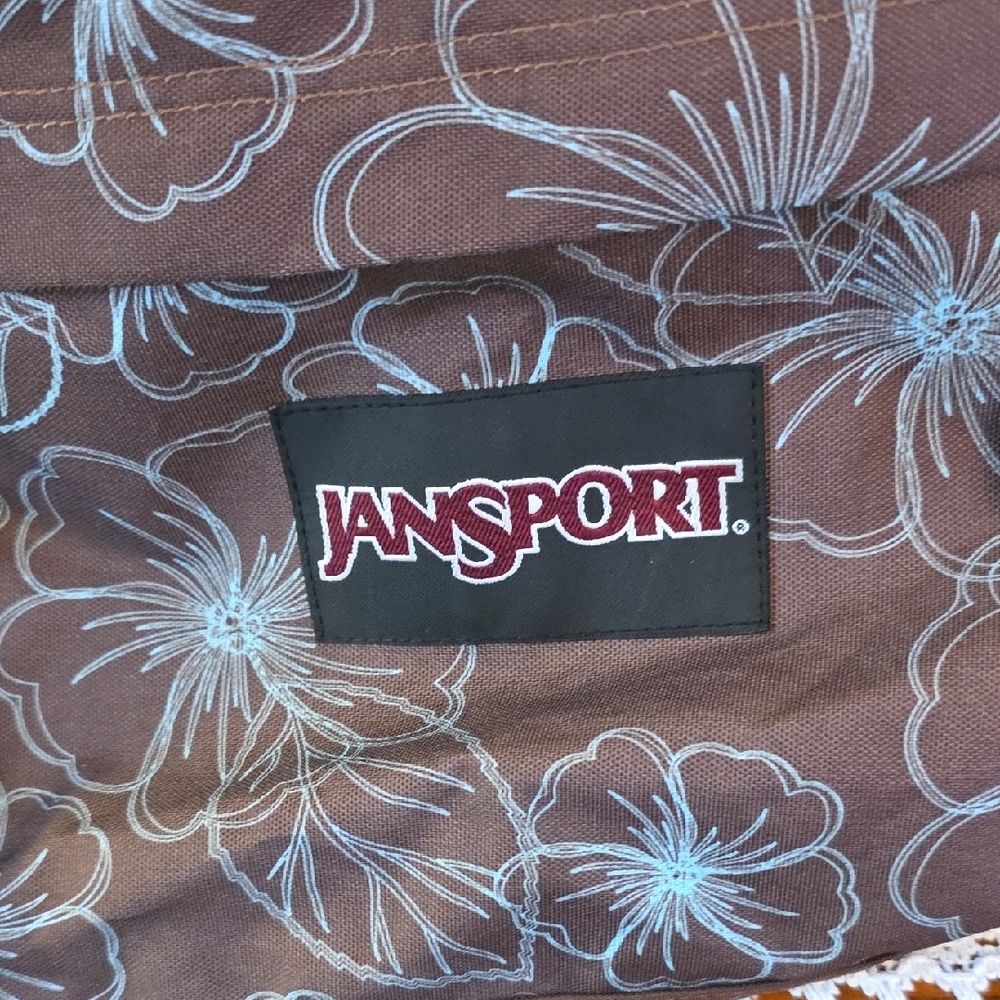 Jansport Floral Travel Bag in Brown and Blue - Picture 3 of 4